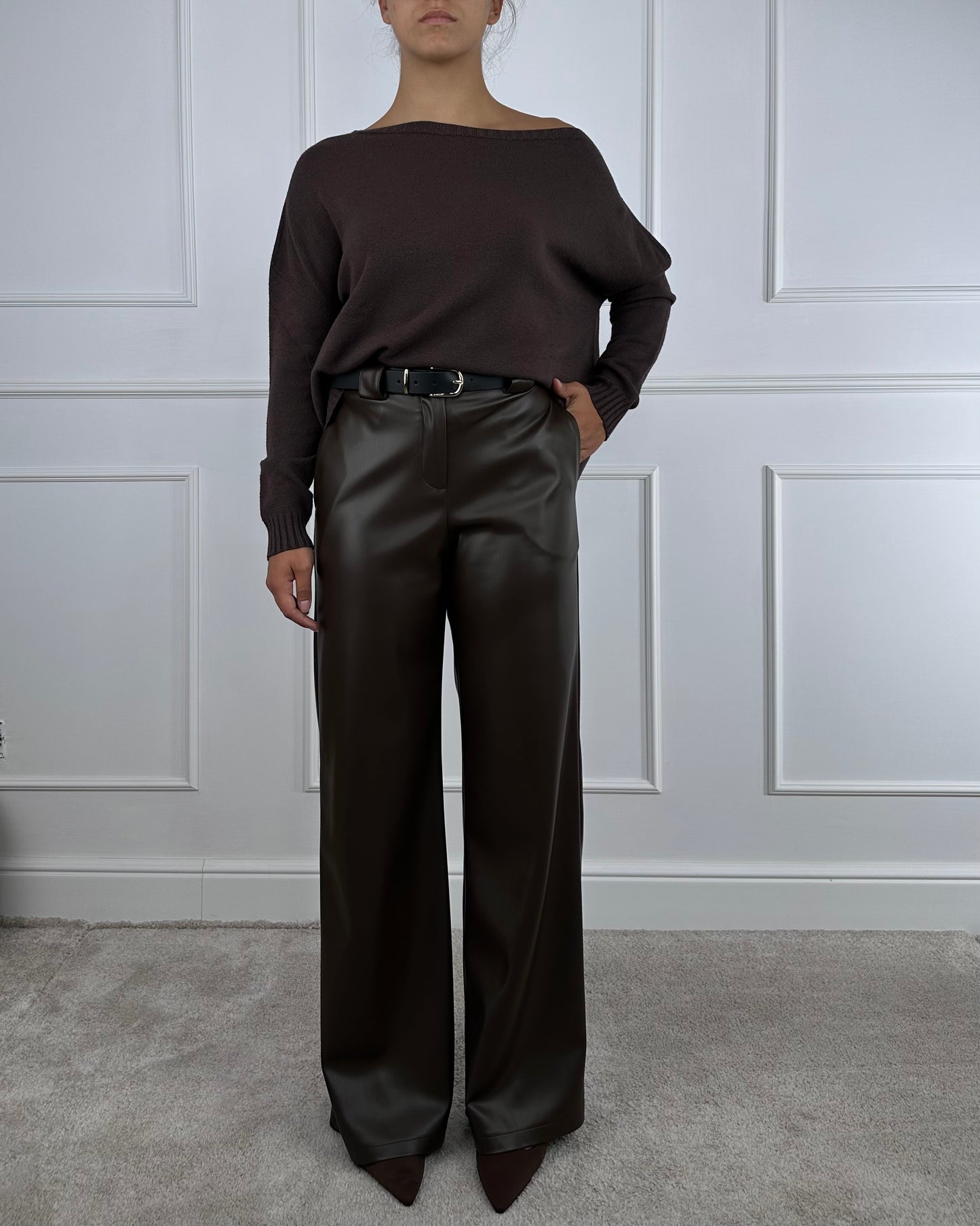 26P1054 - TENSIONE IN PANTALONE SIMILPELLE PALAZZO