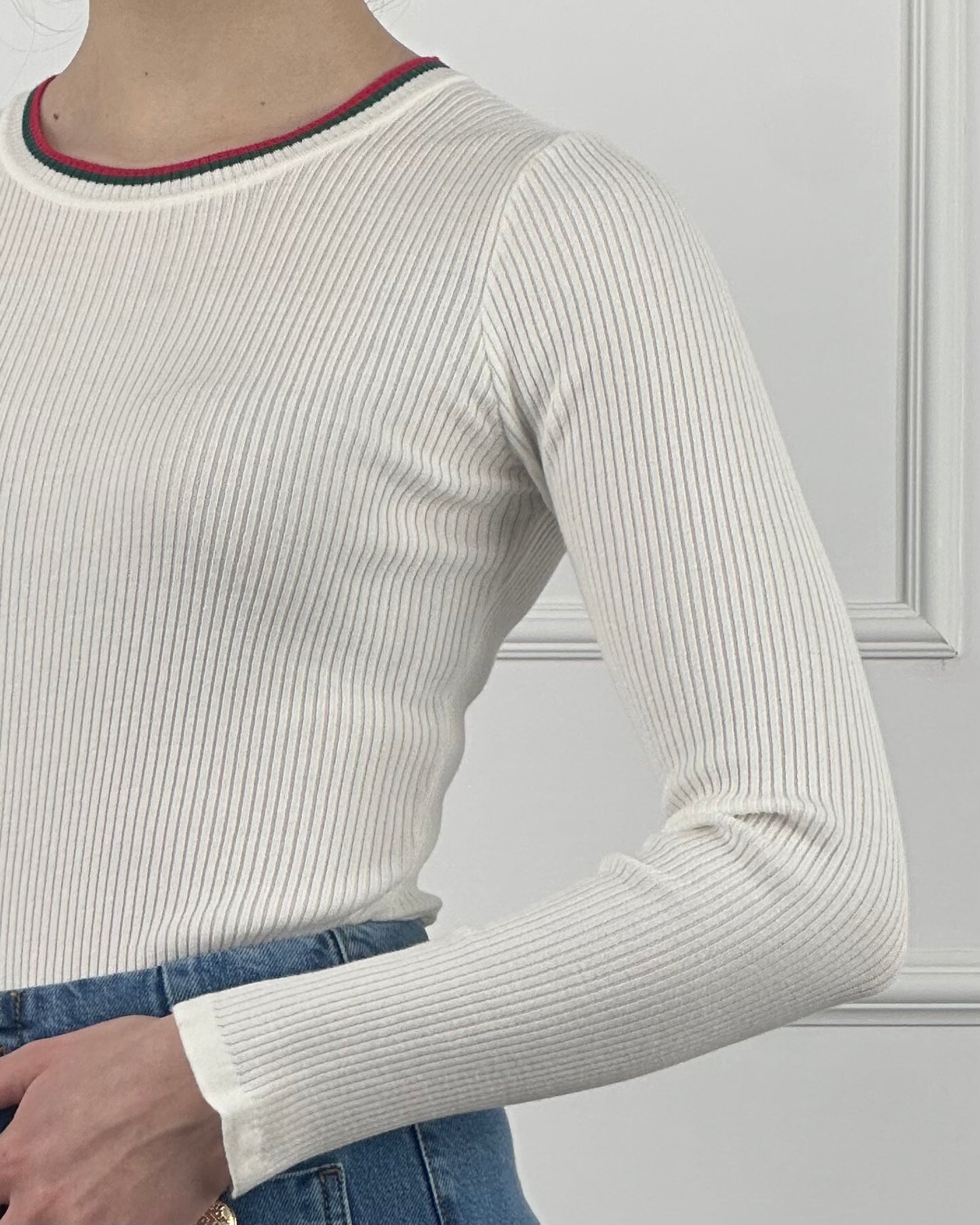 P5HMJ44A418 - TENSIONE IN BODY girocollo verde gucci/rosso