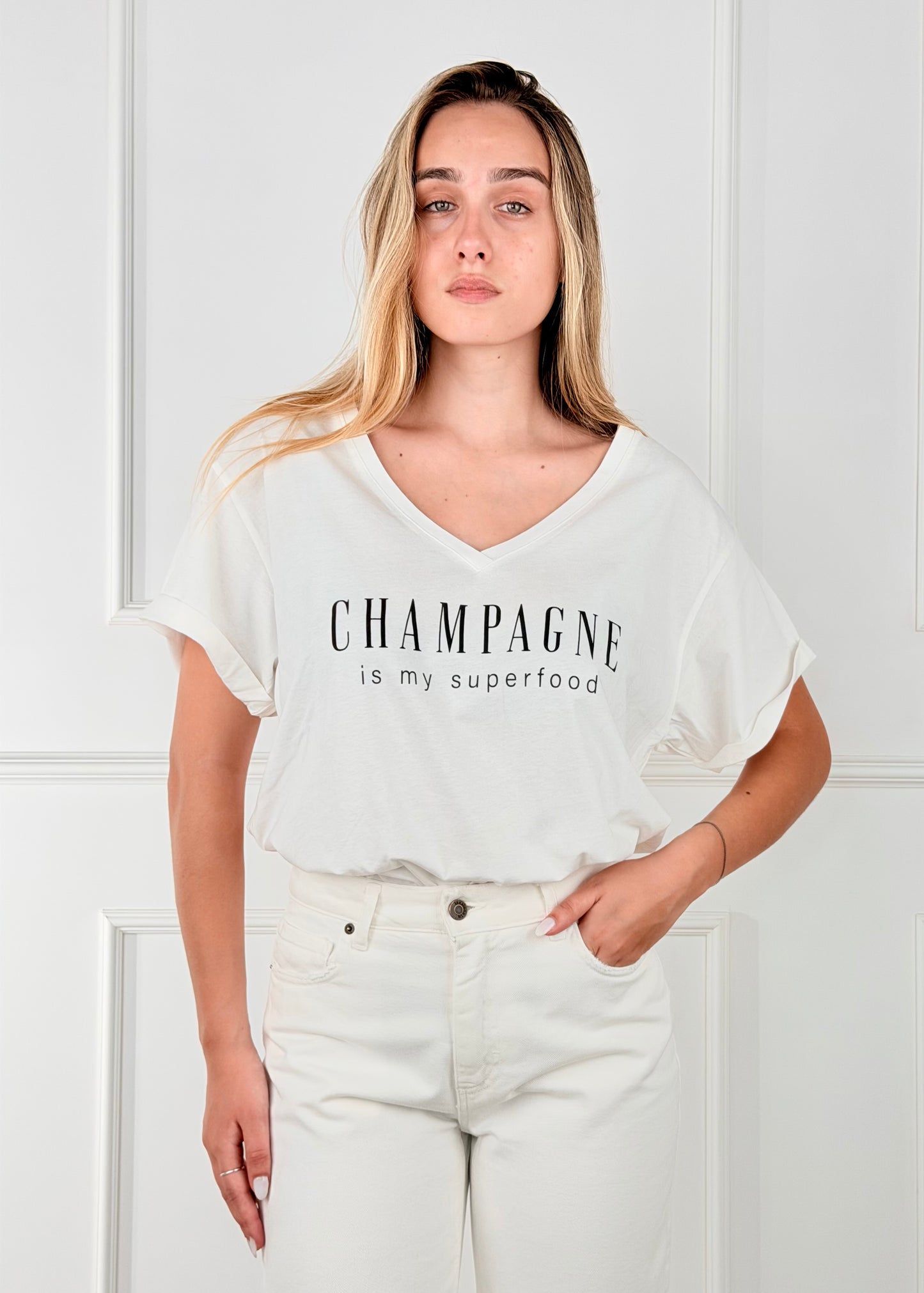 FSV00052 - T-SHIRT CHAMPAGNE IS MY SUPERFOOD