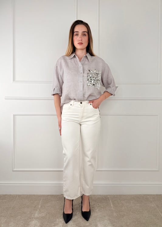 S26CE15 - S26CE15 TENSIONE IN CAMICIA IN LINO TASCHINO CON P