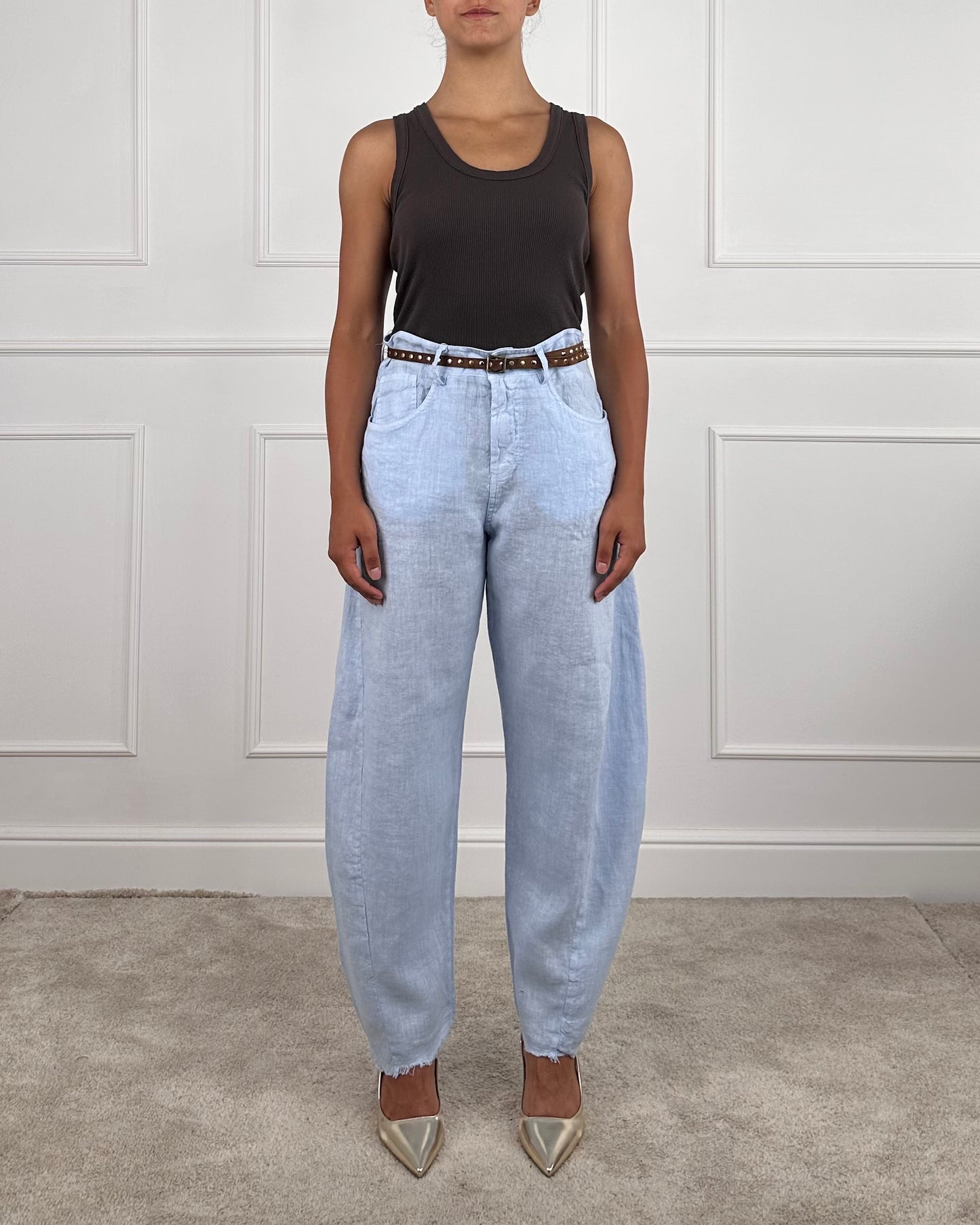 S25PE65 - TENSIONE IN PANTALONE IN LINO BALLOON