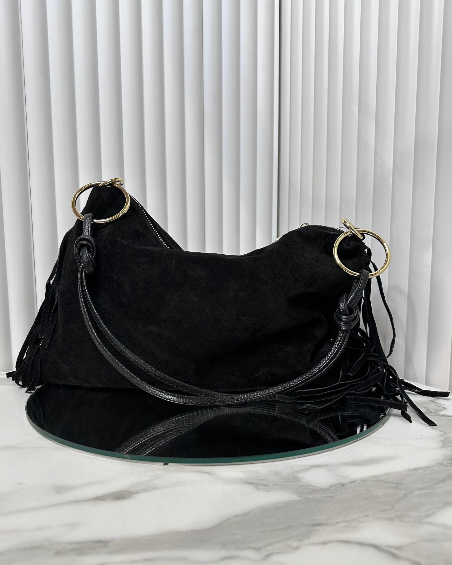 BRS4789 - BORSA VERA PELLE SCAMOSCIATA