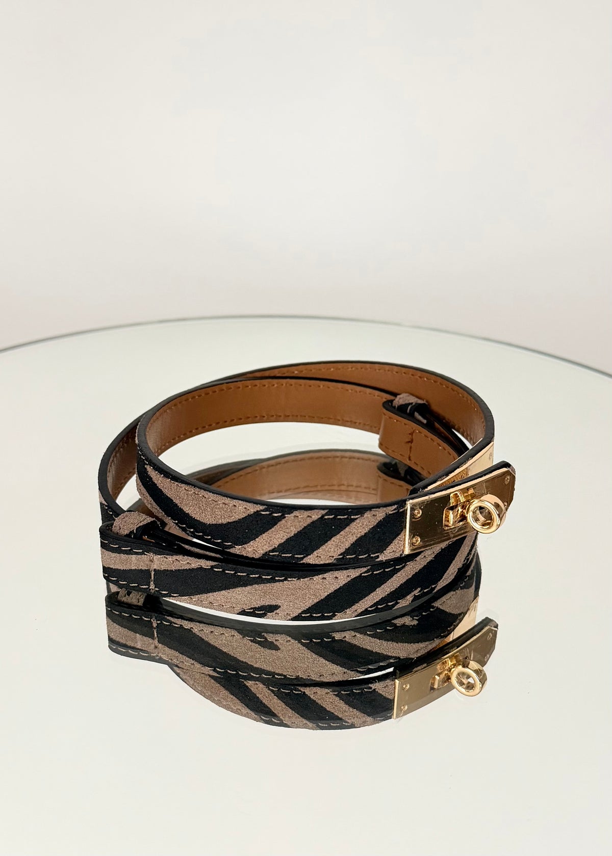 CNT435 CINTURA VERA PELLE REGOLABILE ANIMALIER