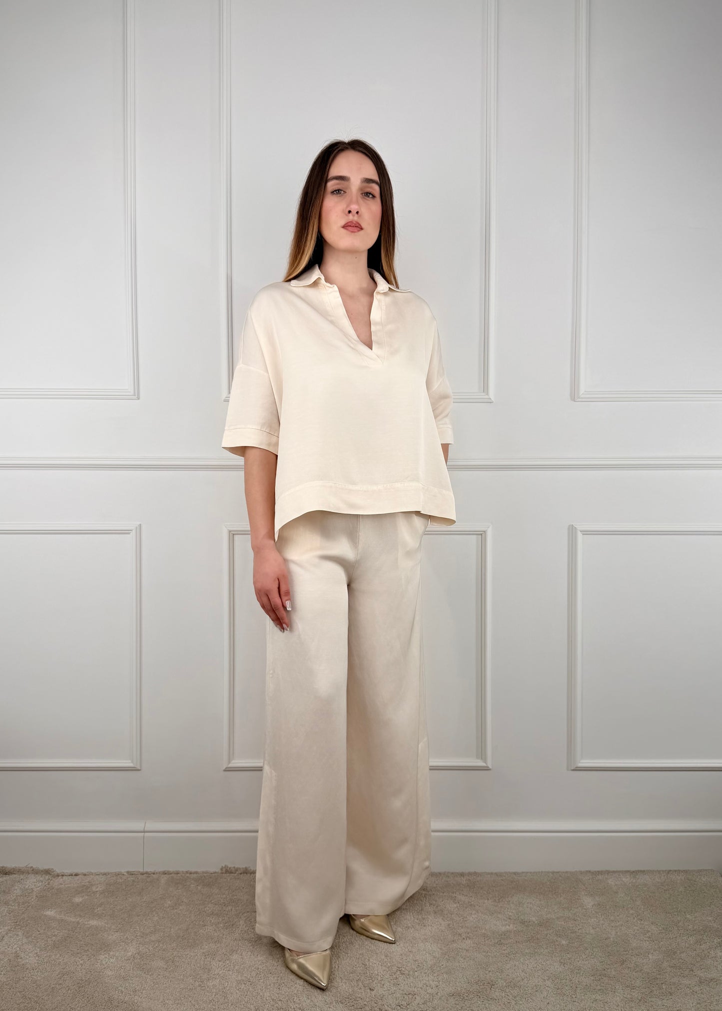 60099SS - GIORGIA&J PANTALONE PALAZZO MISTO LINO E VISCOSA