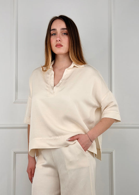 60100SS - GIORGIA&J BLUSA IN MISTO LINO E VISCOSA