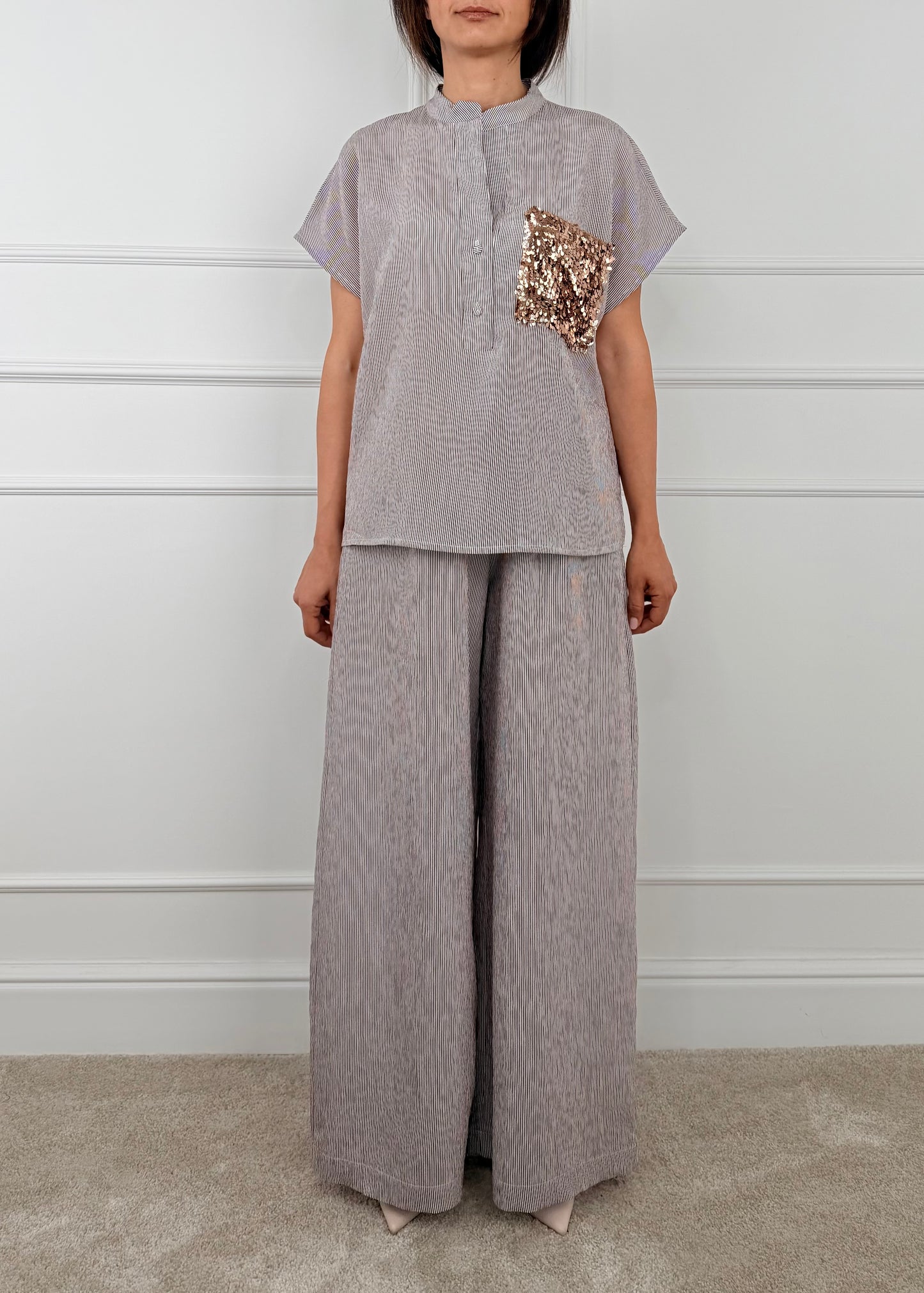 XU1583 - TENSIONE IN PANTALONE PALAZZO FANTASIA RIGHE