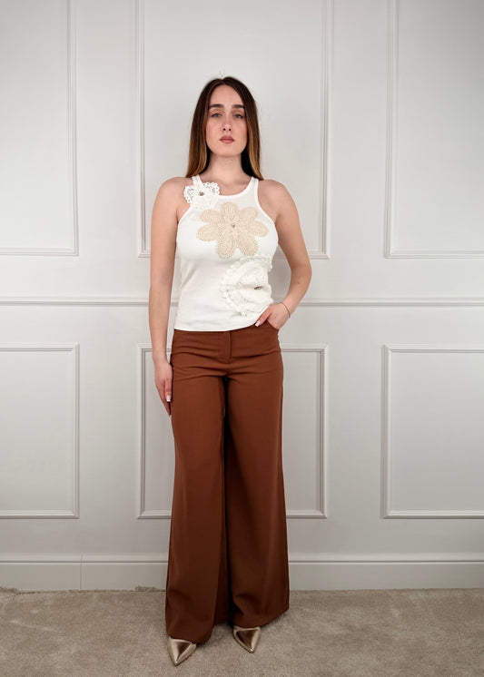B3633 - BREND PANTALONE PALAZZO IN VISCOSA OPACA