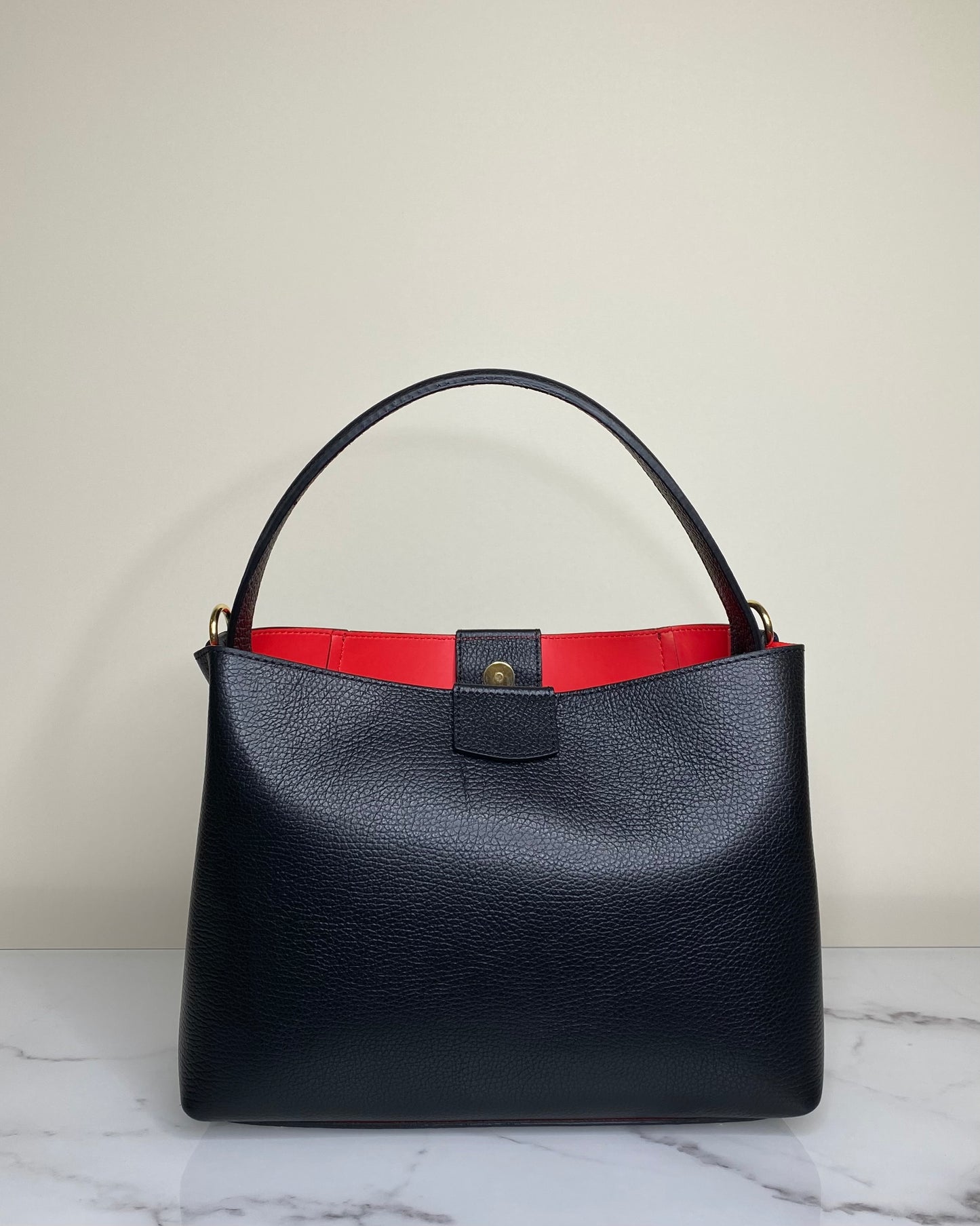 BRS458 BORSA VERA PELLE SMALL CON INTERNO A CONTRASTO ROSSO