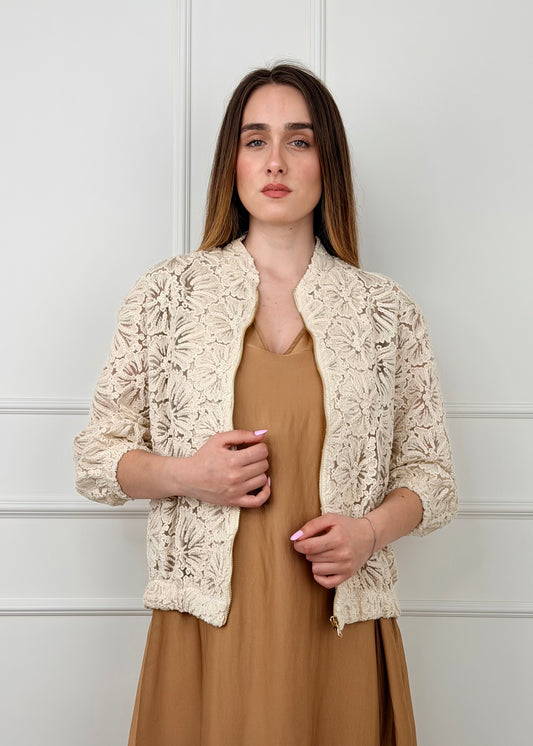 NA4482 - BOMBER TRAFORATO CON RICAMI