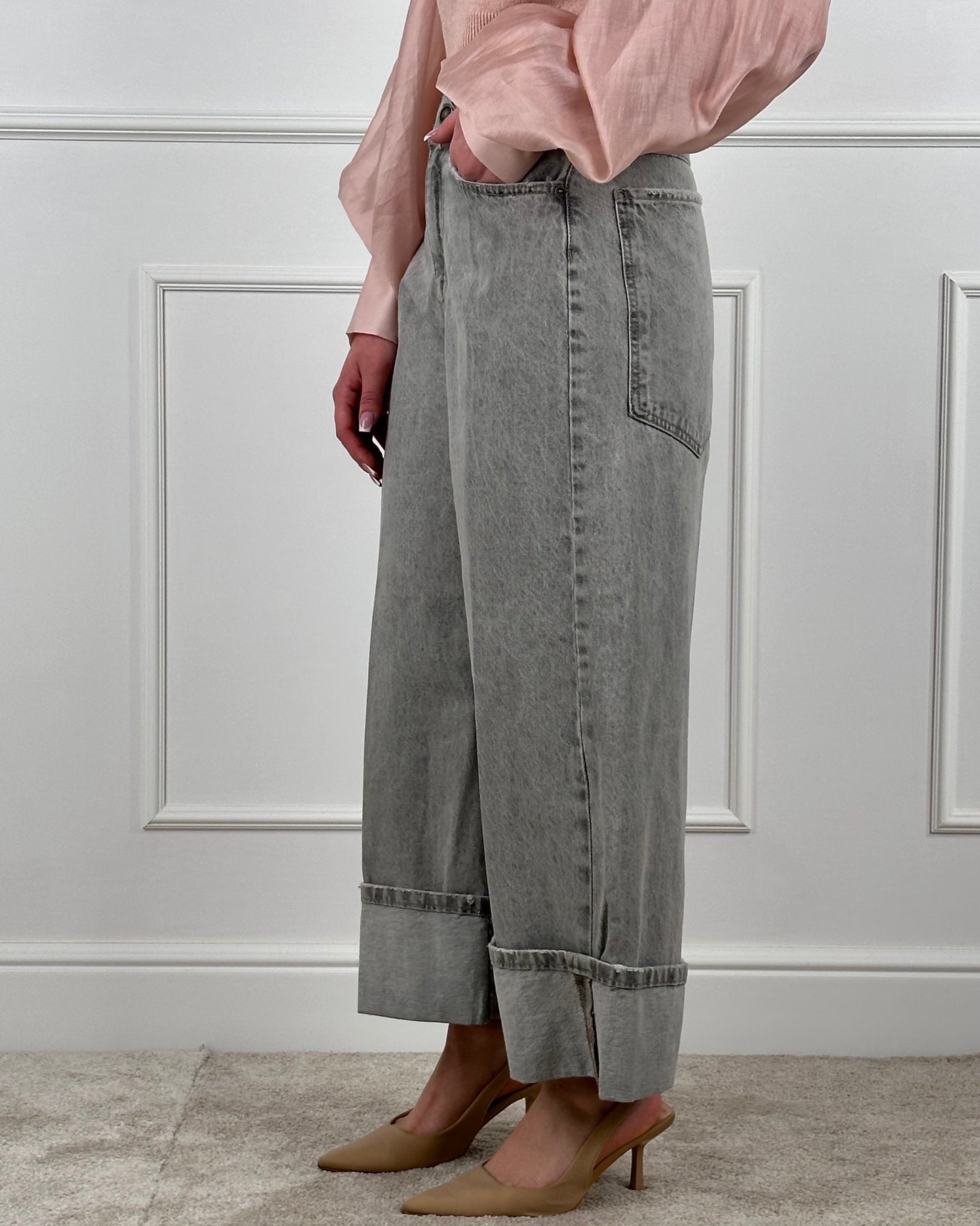 BENGREY - TENSIONE IN DENIM PALAZZO CON RISVOLTO