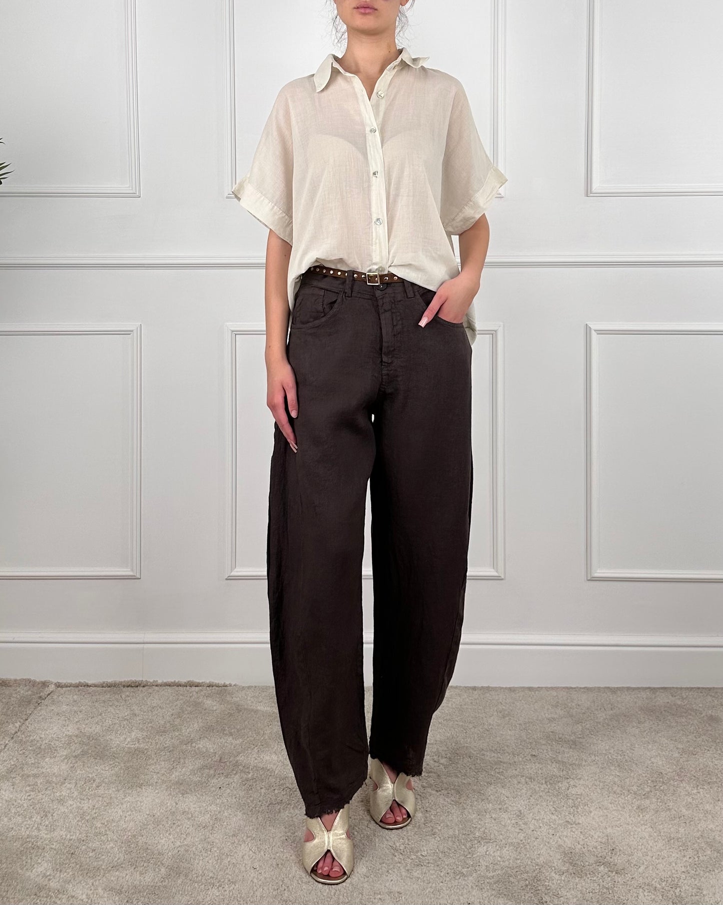 S25PE65 - TENSIONE IN PANTALONE IN LINO BALLOON