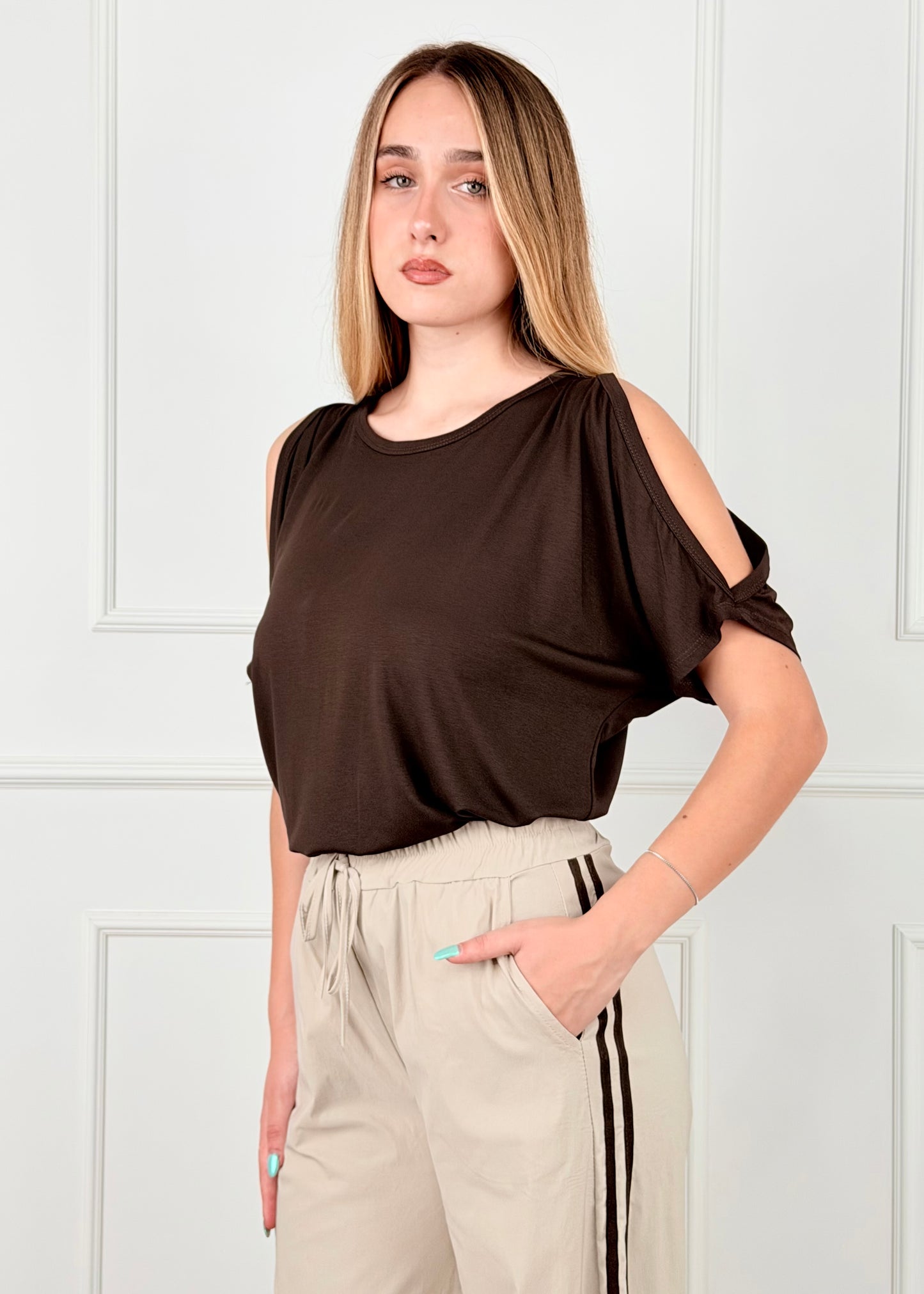 26034 - MAGLIA CUT OUT IN JERSEY DI VISCOSA