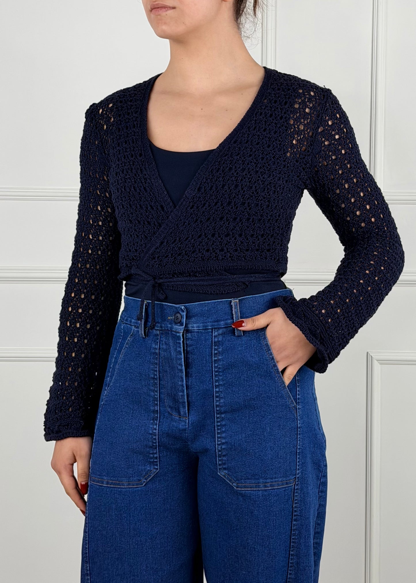 25007 - MAGLIA CROP AD INCROCIO IN CROCHET