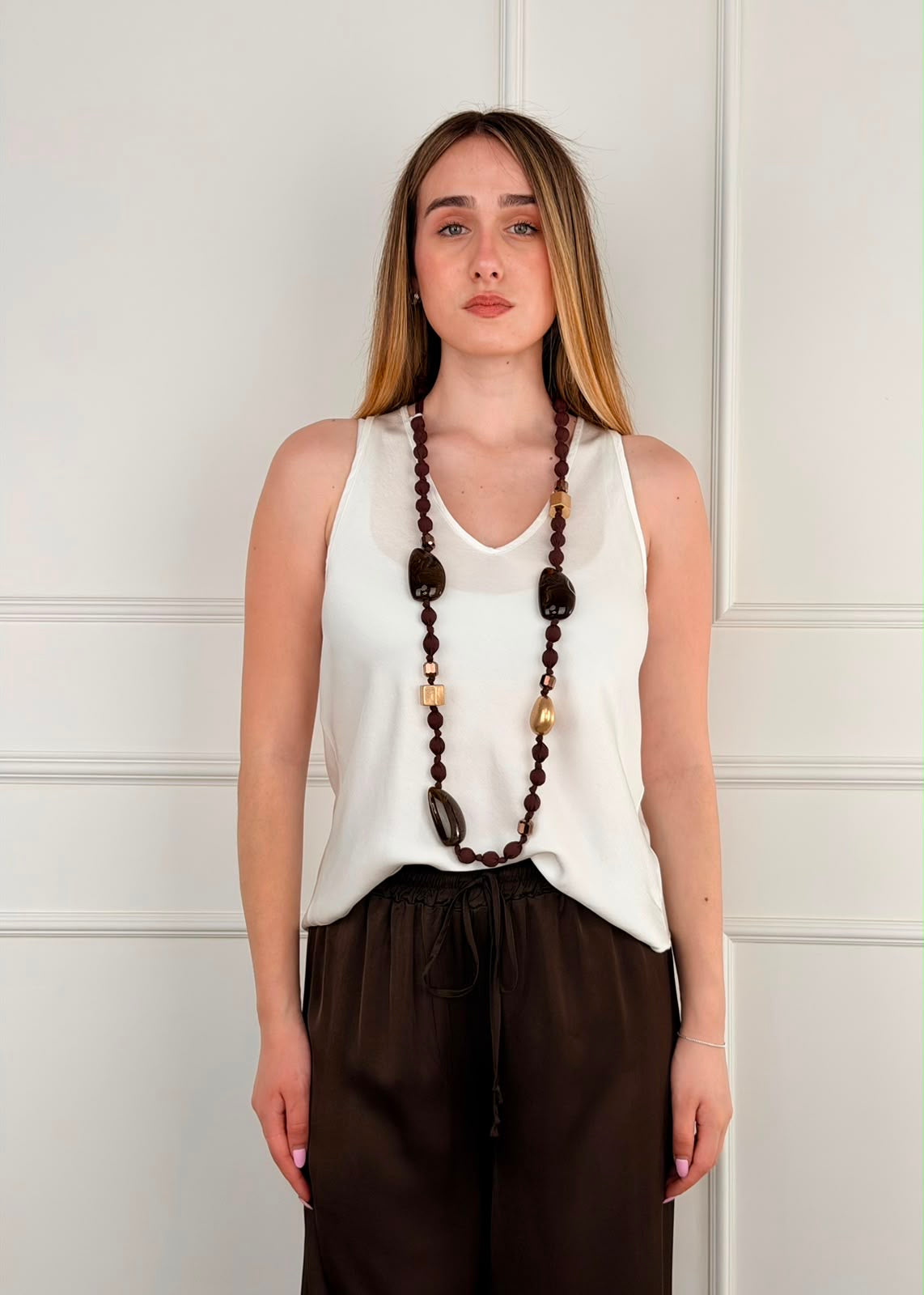 CLN • COLLANA TESSUTO E PIETRE