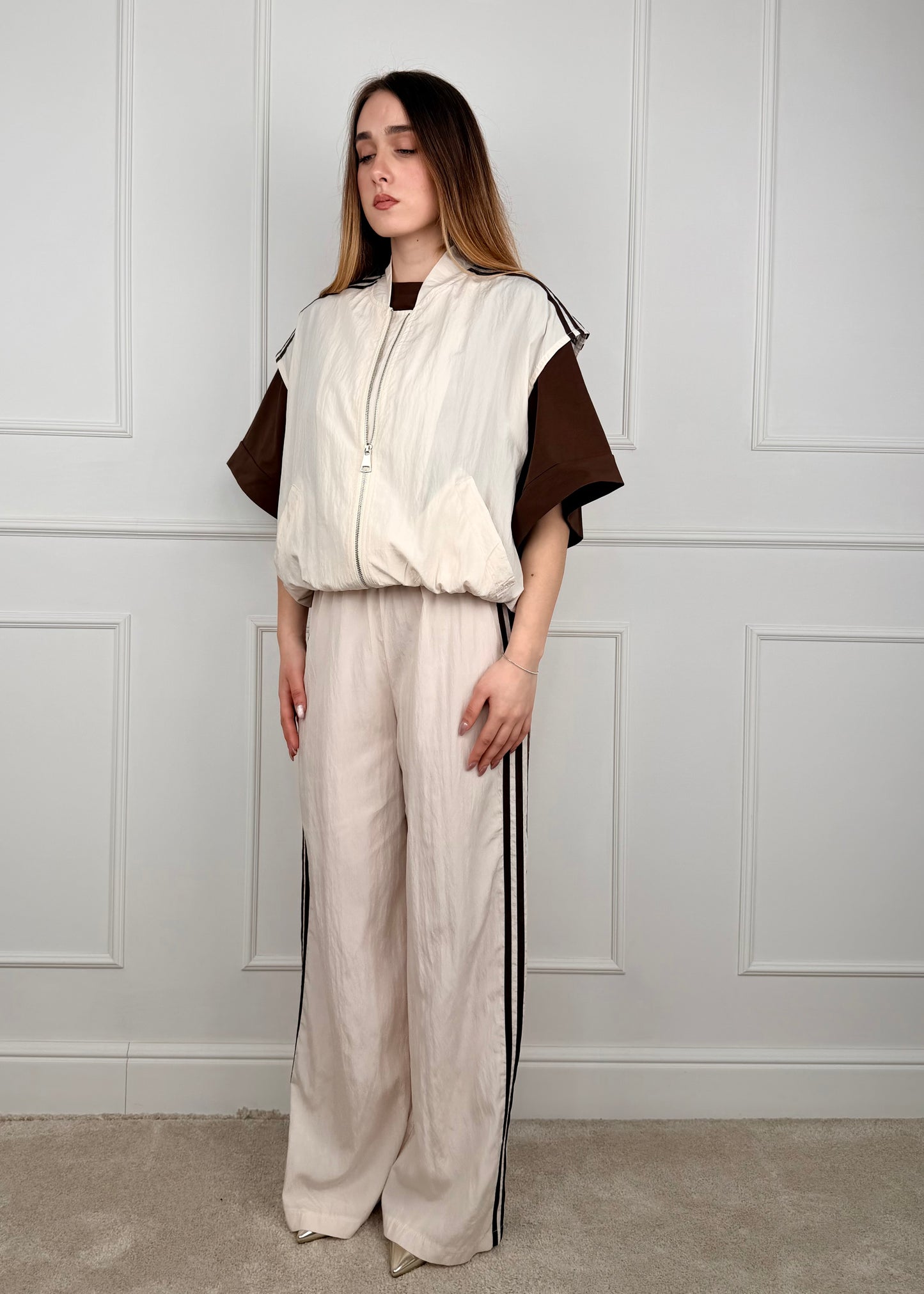 H522621 - BREND BOMBER SMANICATO CON BANDE