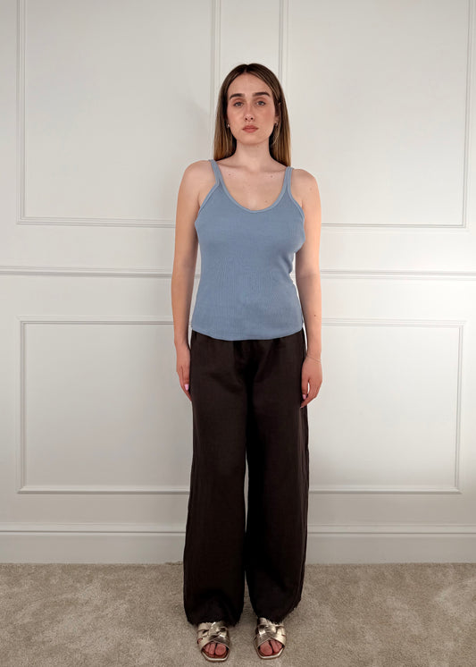 S26PL22 - TENSIONE IN PANTALONE PALAZZO IN LINO