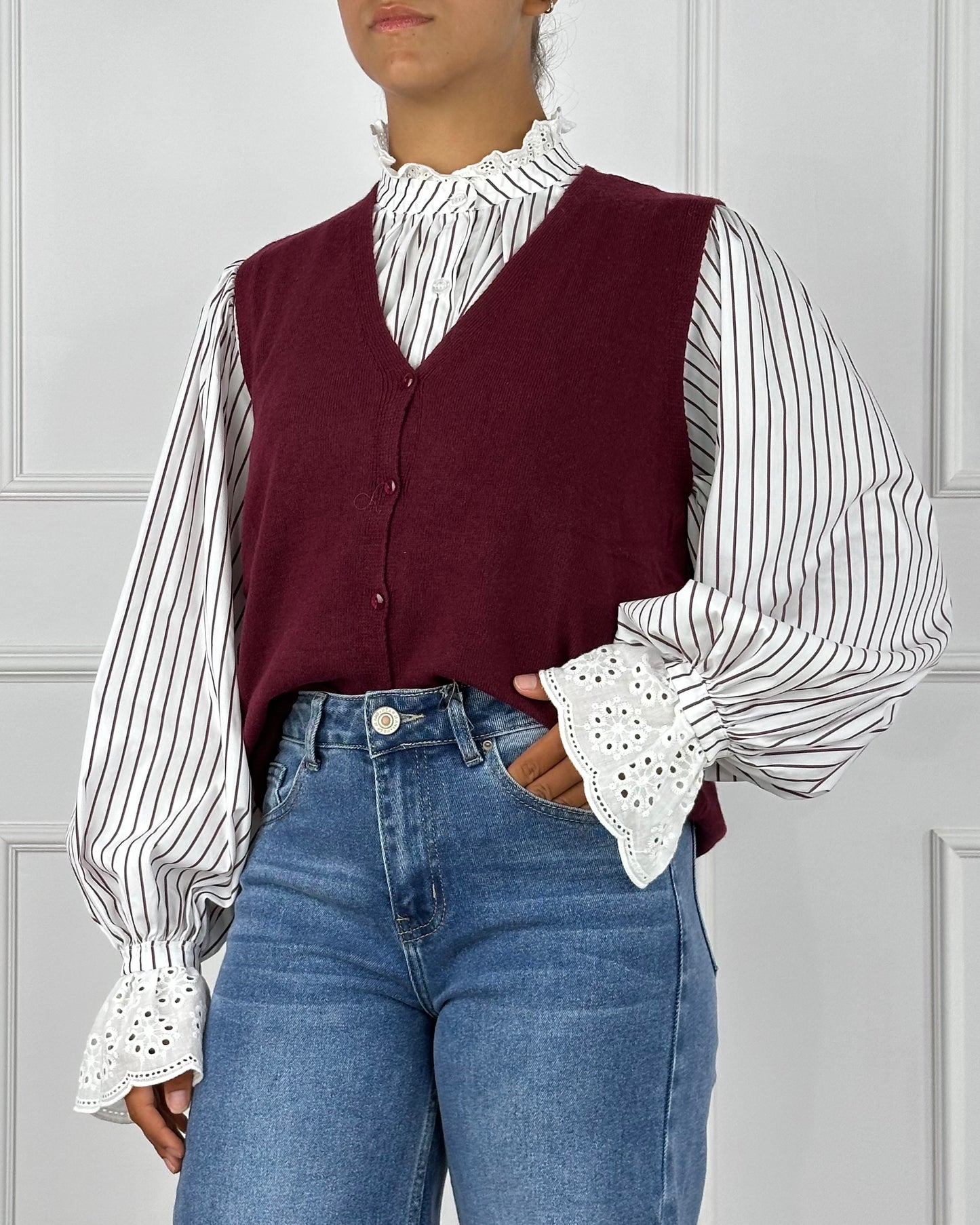 AS323 - GILET MISTO CASHMERE