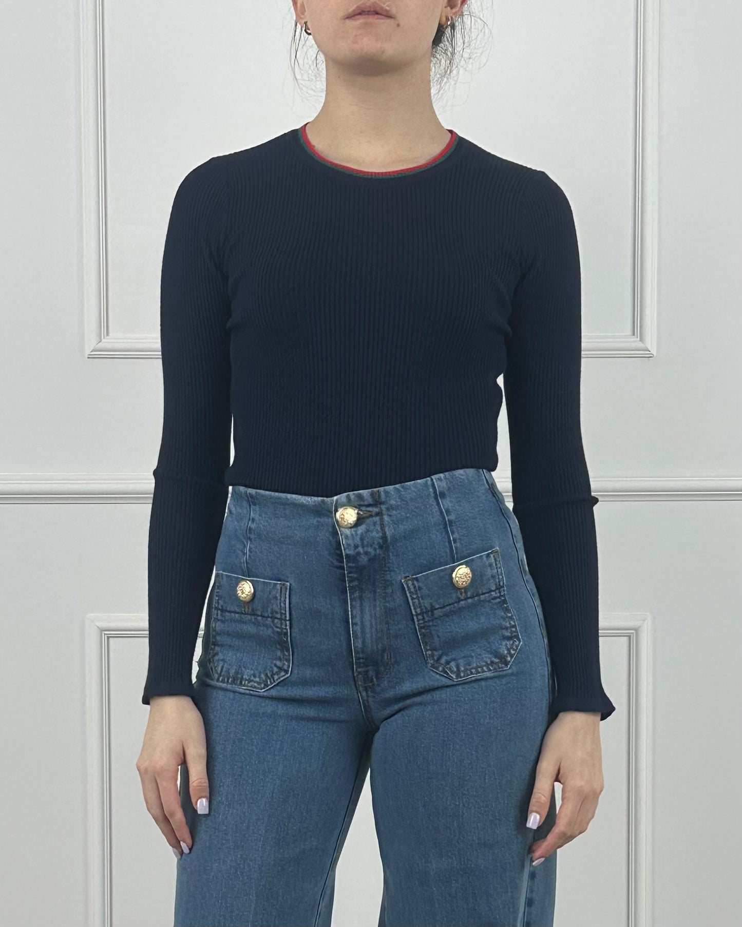 P5HMJ44A418 - TENSIONE IN BODY girocollo verde gucci/rosso