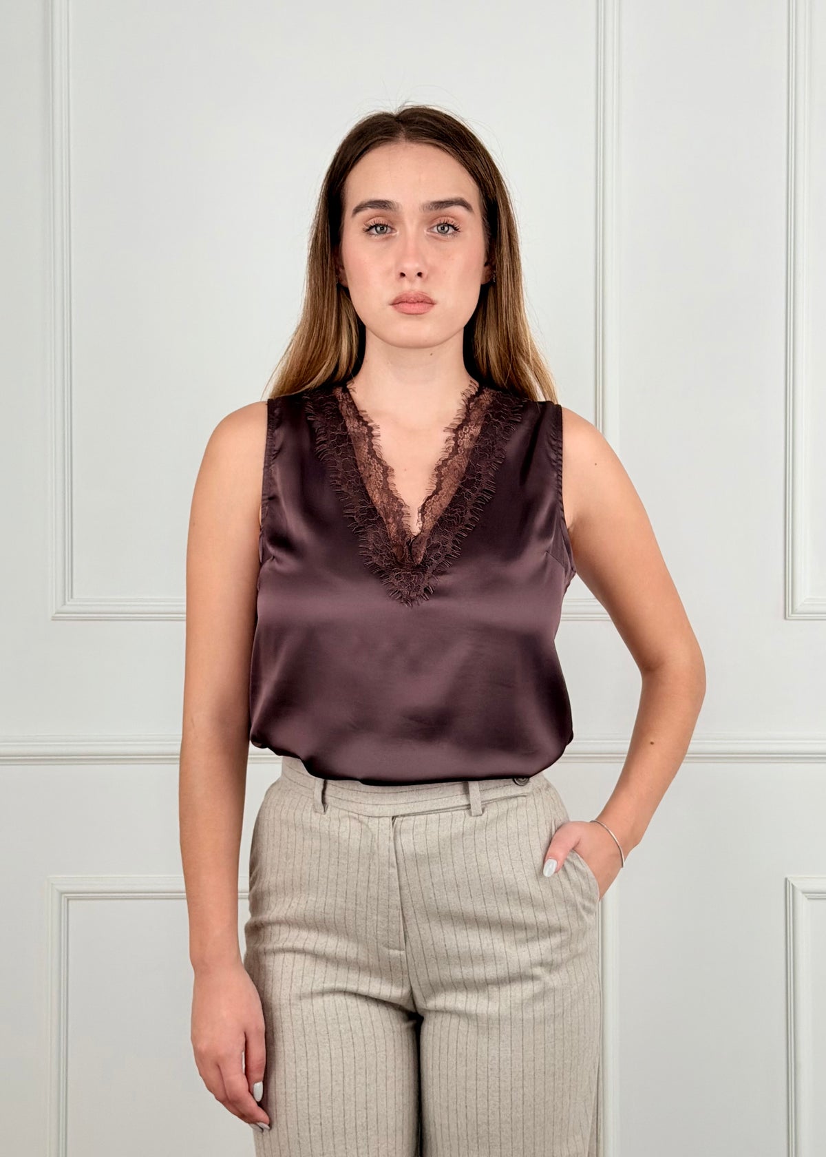 B397 - BREND TOP CON INSERTO IN PIZZO