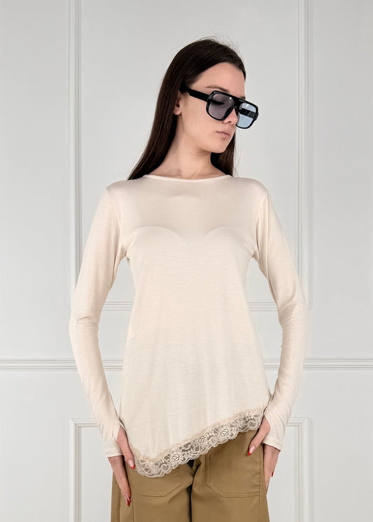 OG99825 - MY-D MAGLIA IN JERSEY DI VISCOSA CON PIZZO