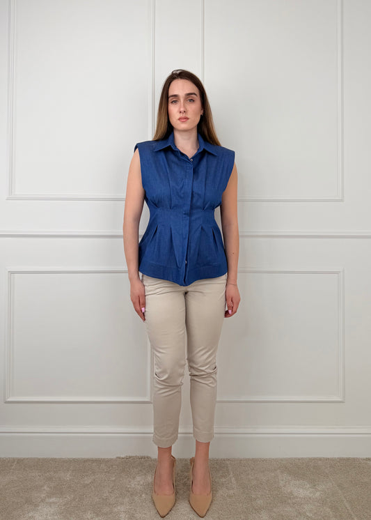 26C5091 - TENSIONE IN CAMICIA SFIANCATA IN CHAMBRAY