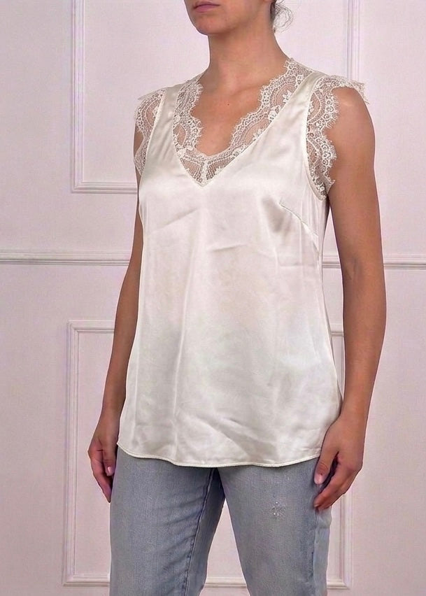 22094 - T-SHIRT IN VISCOSA SCOLLO IN PIZZO