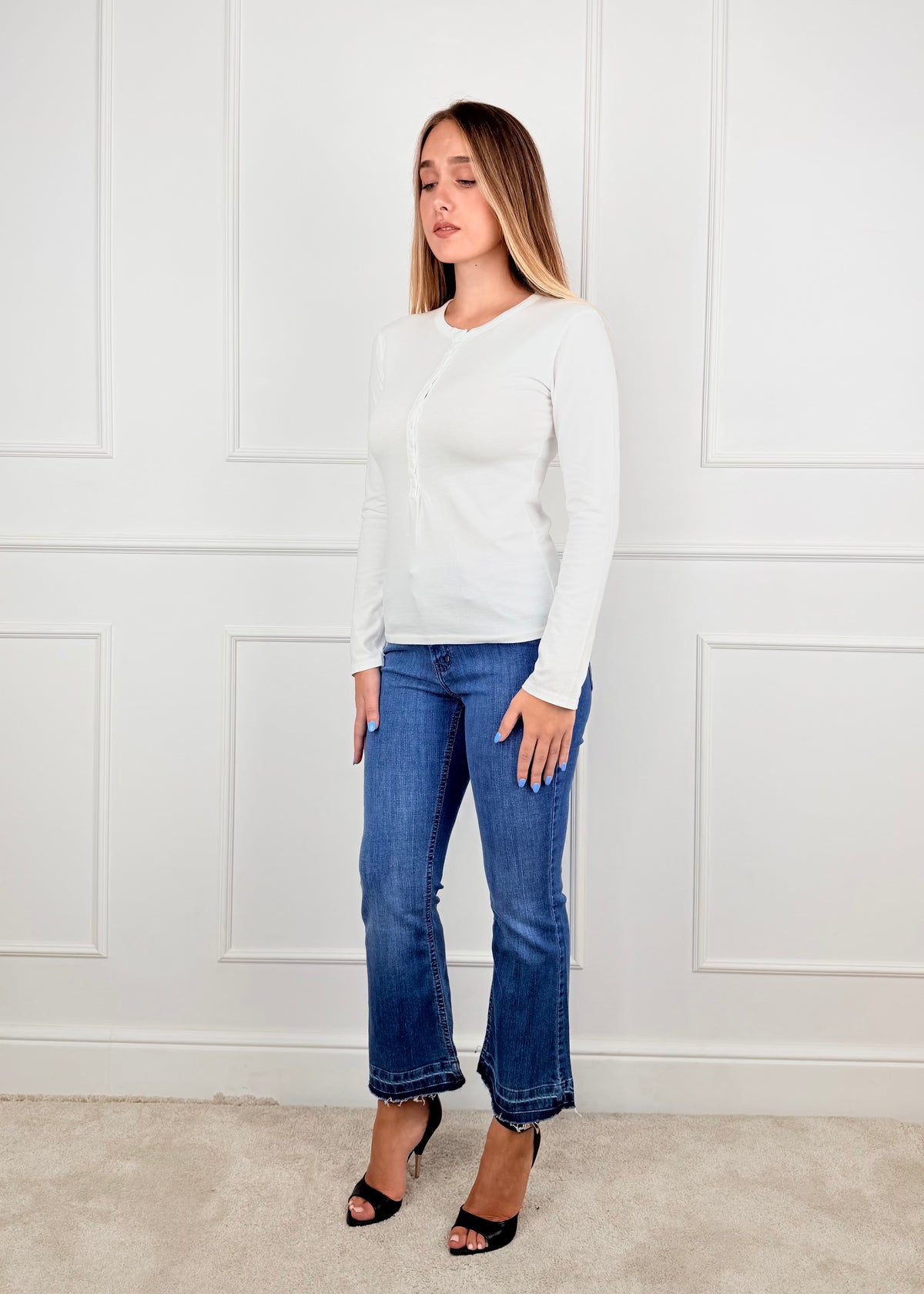 80137MAR - DENIM MINI FLARE