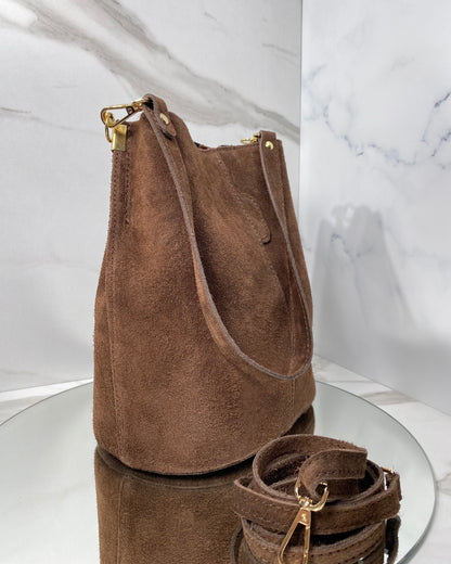 BRS435 BORSA SECCHIELLO VERA PELLE SCAMOSCIATA