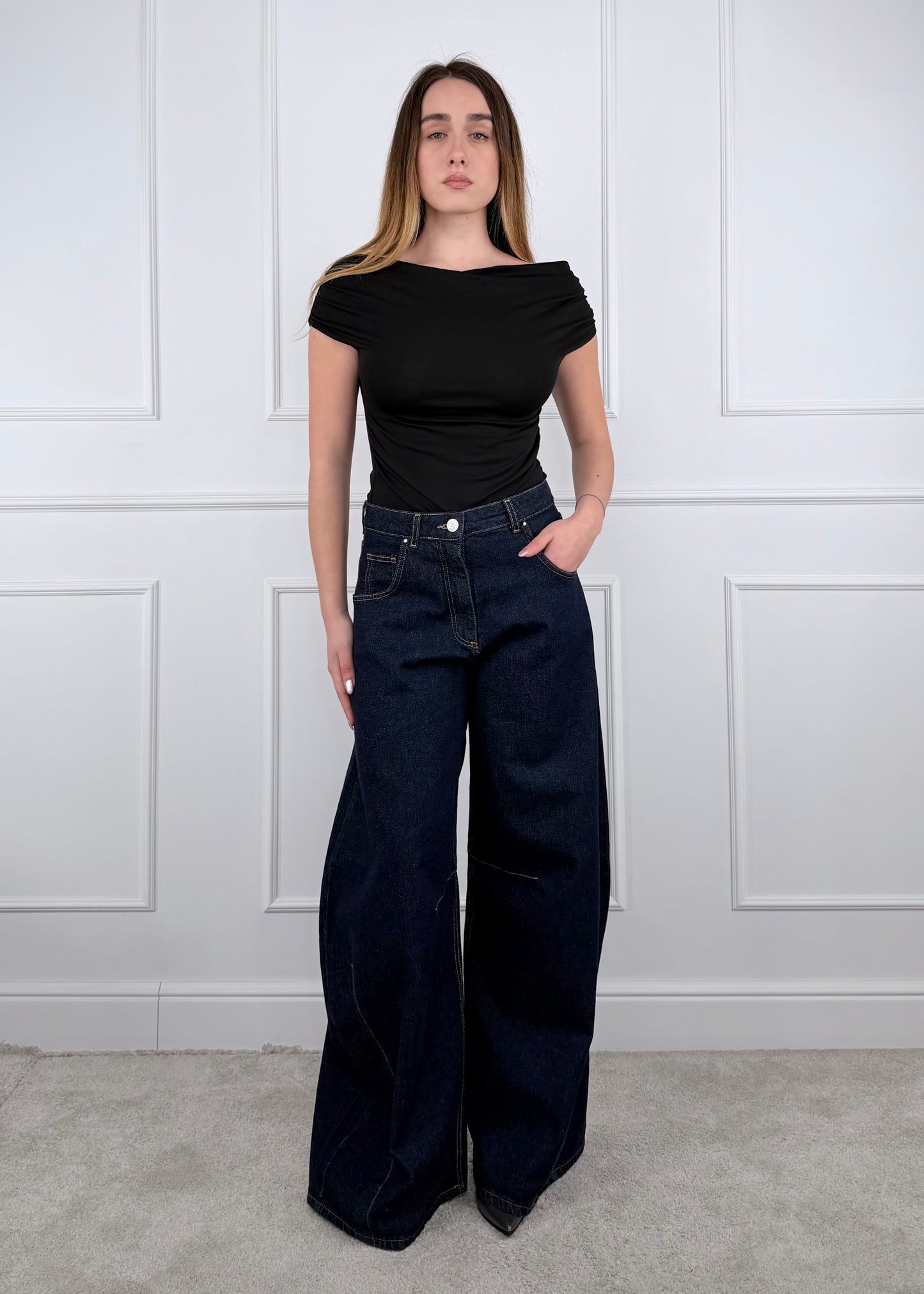 P314J110W000 - TENSIONE IN DENIM LOUVRE LAVAGGIO SCURO