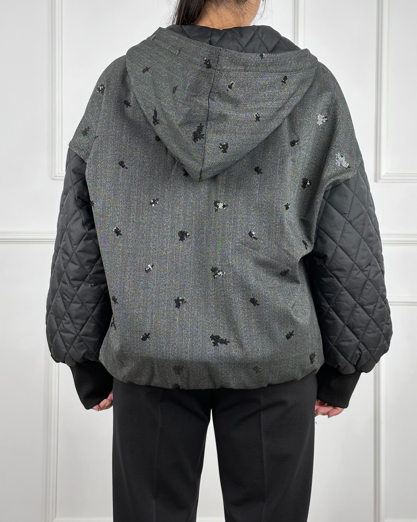 F60105 - BOMBER CON RICAMI PAILLETTES