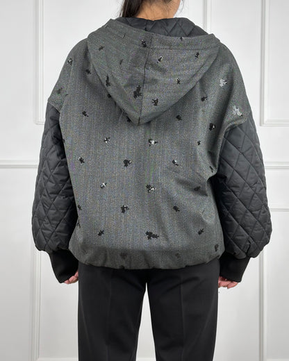 F60105 - BOMBER CON RICAMI PAILLETTES