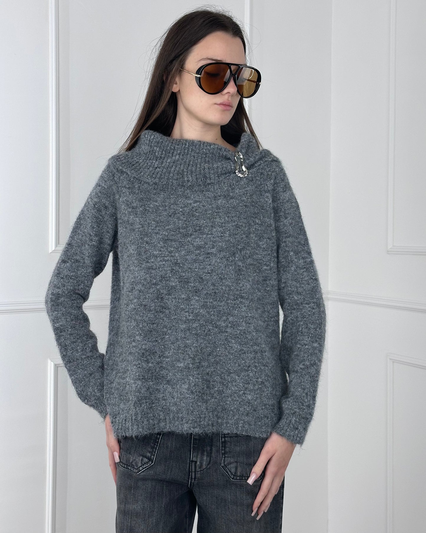 MB1001 - MY-D MAGLIA MISTO LANA SCOLLO SHIFFER