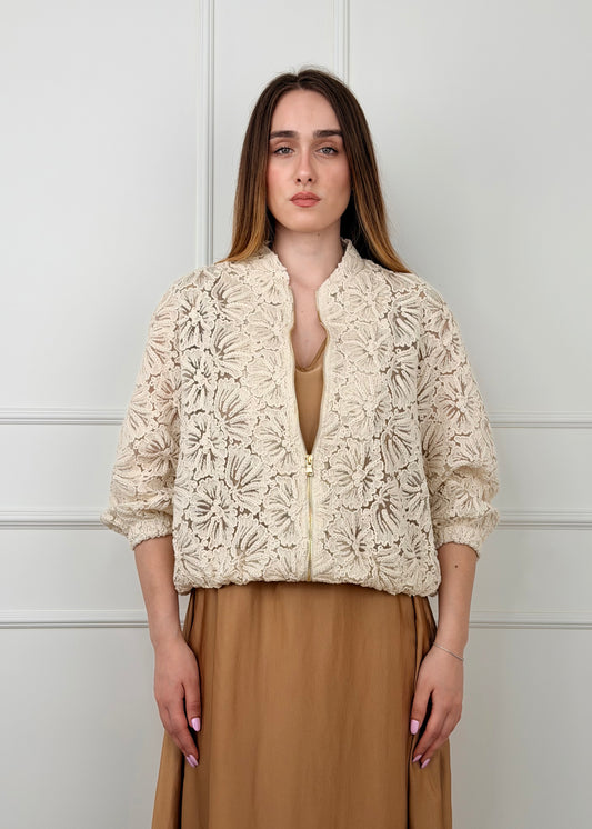 NA4482 - BOMBER TRAFORATO CON RICAMI