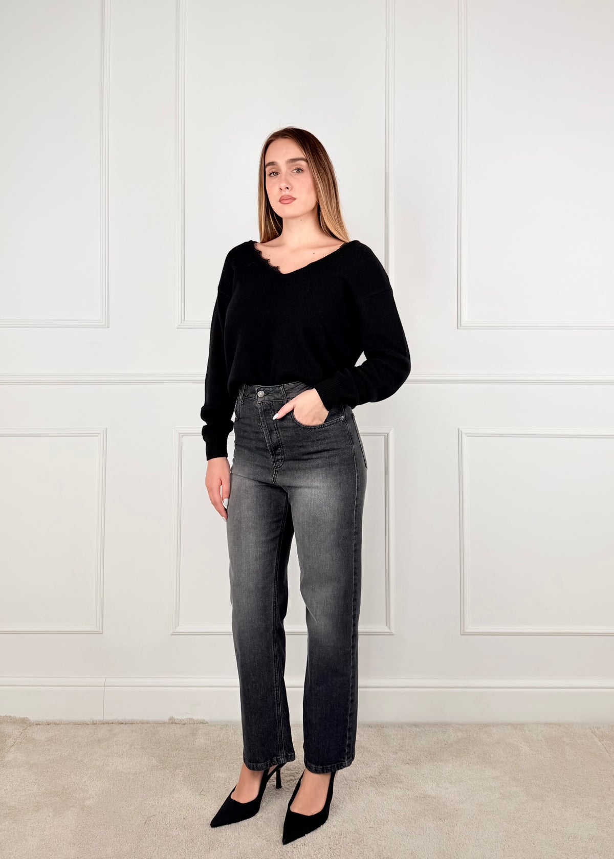 P27RIBCAGEDSWB - TENSIONE IN DENIM BLACK