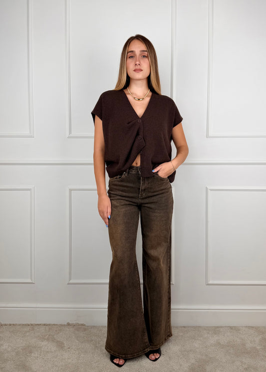 60119WF26 - GIORGIA & J.  DENIM WIDE LEG A VITA ALTA