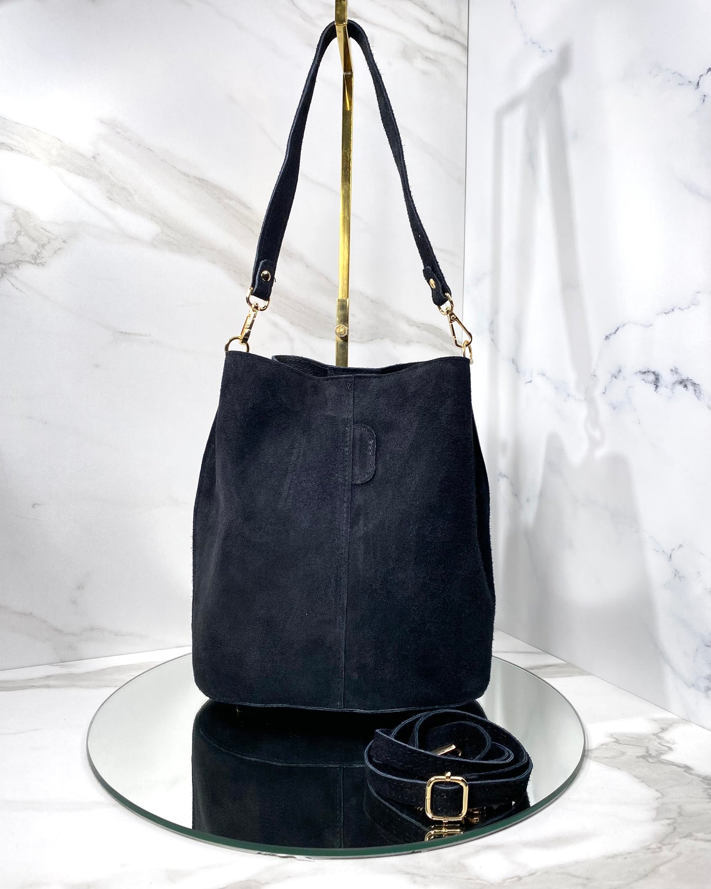 BRS435 BORSA SECCHIELLO VERA PELLE SCAMOSCIATA