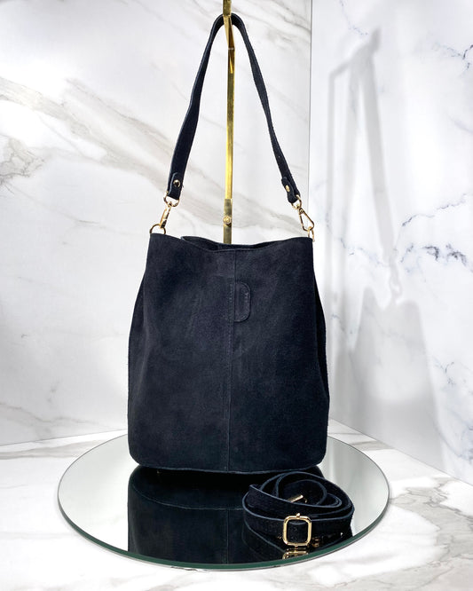 BRS435 BORSA SECCHIELLO VERA PELLE SCAMOSCIATA