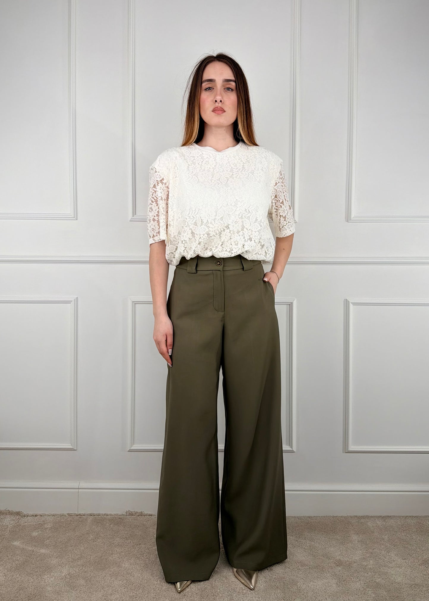 26P4809 - TENSIONE IN PANTALONE PALAZZO IN POLIVICOSA
