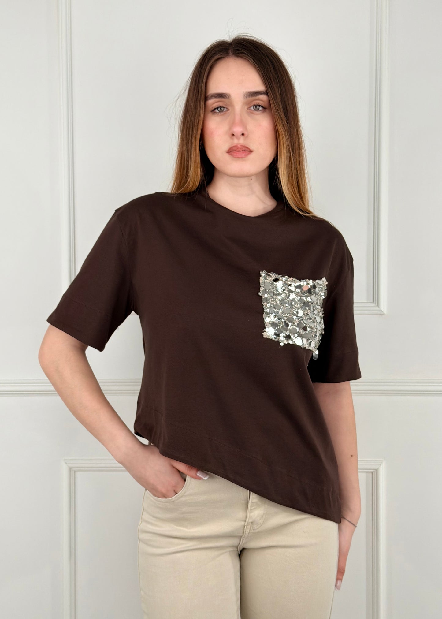 PE260194 - TENSIONE IN T-SHIRT TASCHINO PAILLETTES