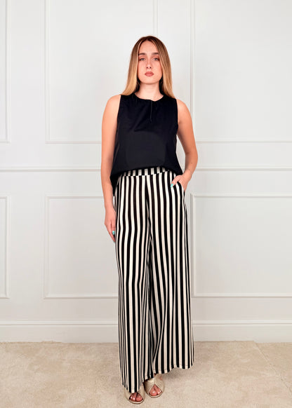 C24764V - BREND PANTALONE PALAZZO FANTASIA RIGHE