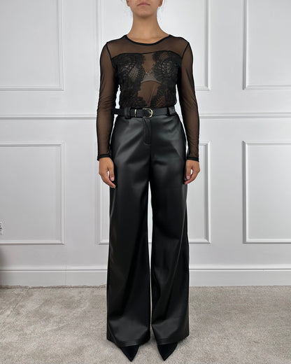 26P1054 - TENSIONE IN PANTALONE SIMILPELLE PALAZZO