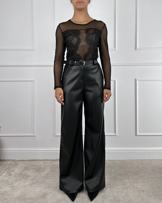 26P1054 - TENSIONE IN PANTALONE SIMILPELLE PALAZZO