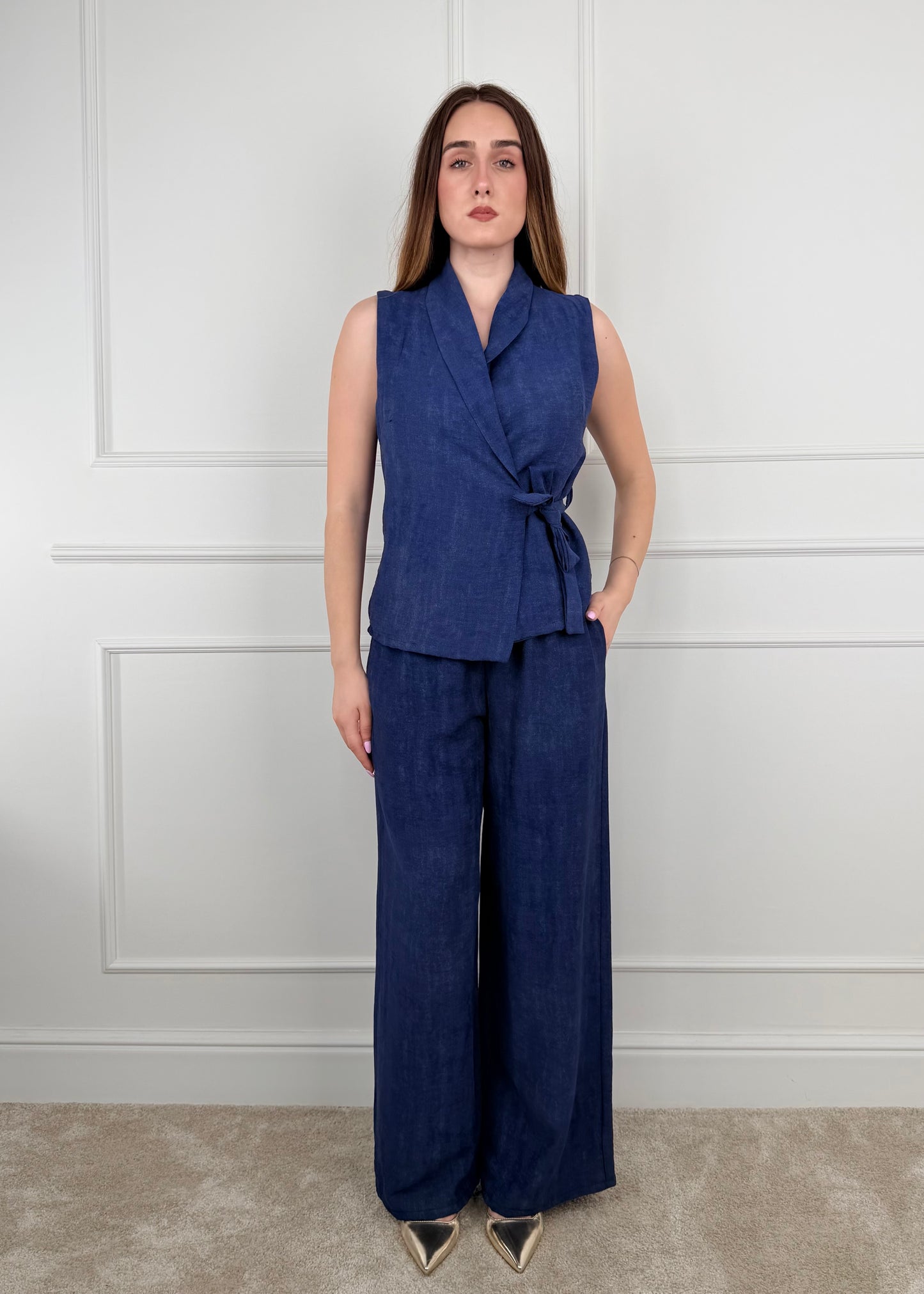5957 - COMPLETO PANTALONE E GILET CHIUSURA A PORTAFOGLIO