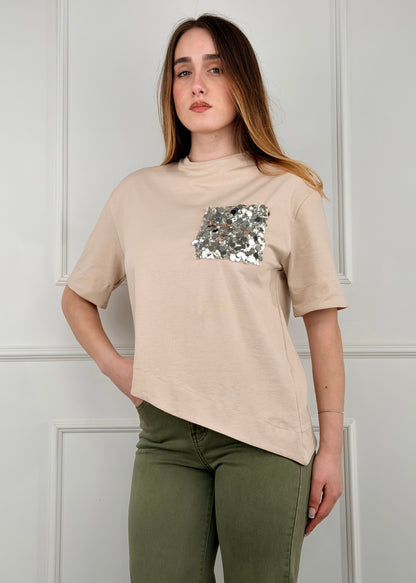PE260194 - TENSIONE IN T-SHIRT TASCHINO PAILLETTES