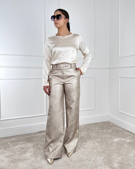 26P1722 - TENSIONE IN PANTALONE SIMILPELLE SPALMATO