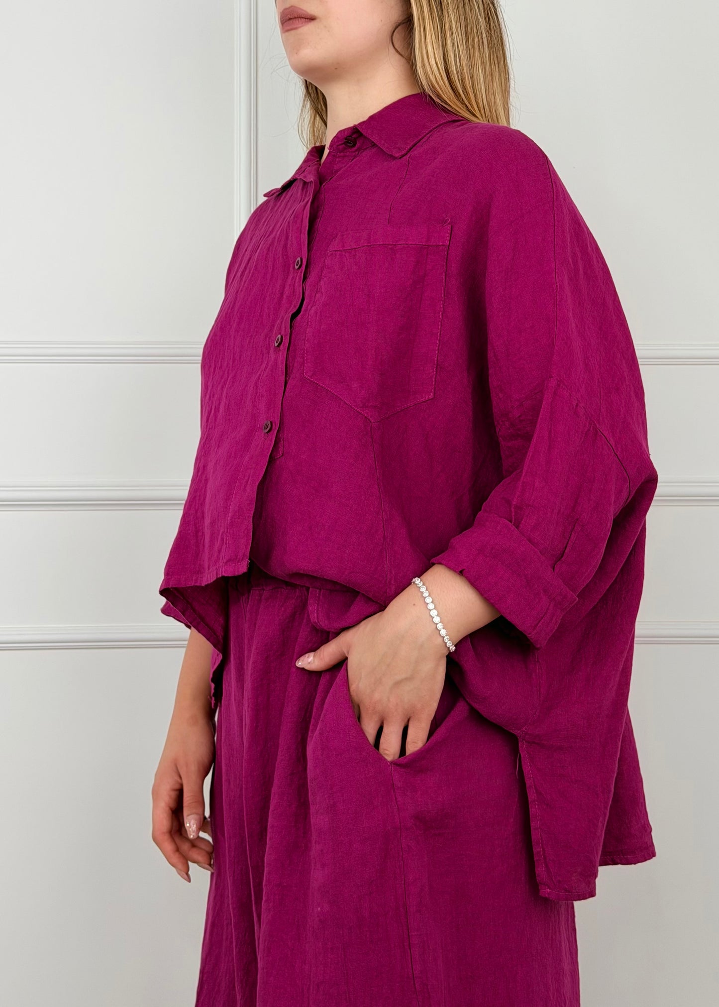 9452 - CAMICIA TAGLIO ASIMMETRICO IN LINO