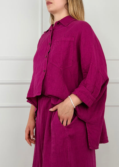 9452 - CAMICIA TAGLIO ASIMMETRICO IN LINO