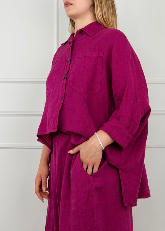 9452 - CAMICIA TAGLIO ASIMMETRICO IN LINO