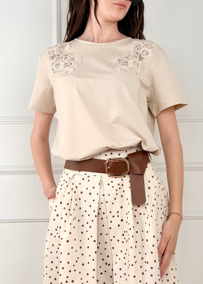 PK2898 - T-SHIRT CON RICAMI IN PIZZO