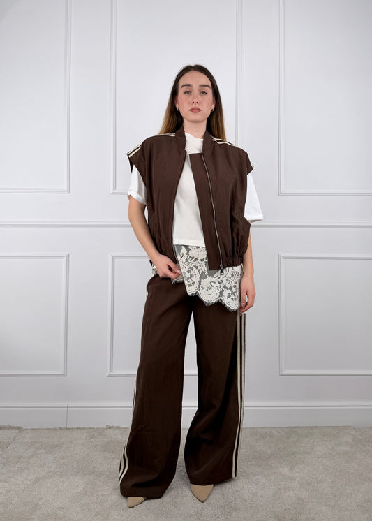 H527287 - BREND PANTALONE PALAZZO CON BANDE